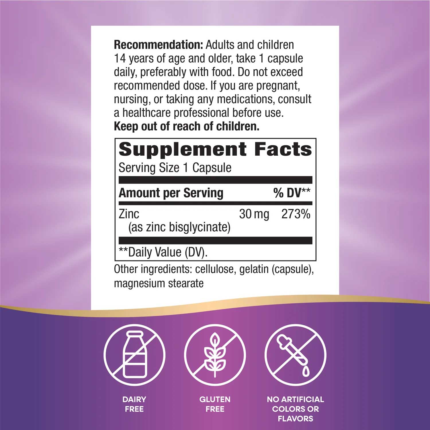 Nature's Way Zinc Chelate Ingredients