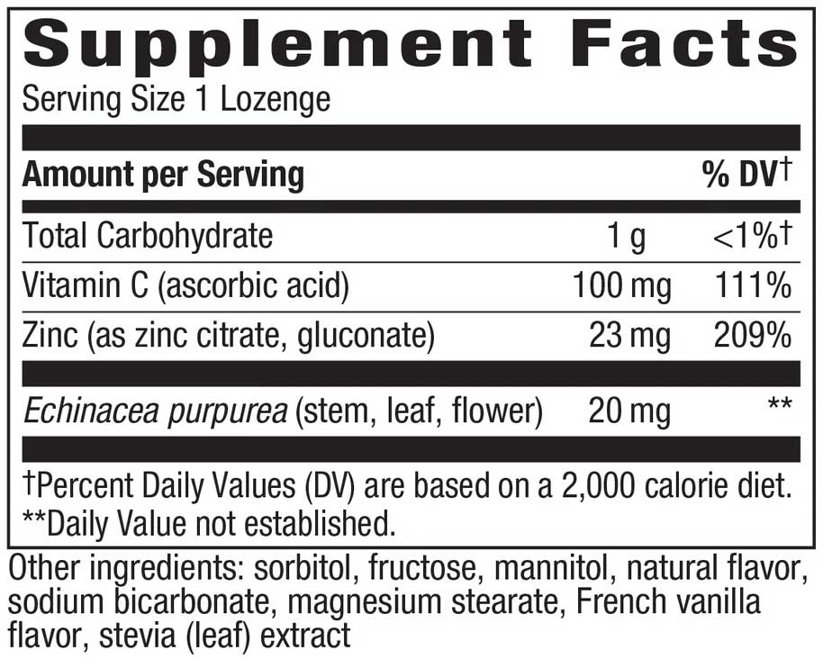 Nature's Way Zinc Lozenges Ingredients