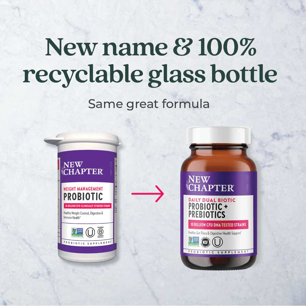 New Chapter Daily Dual Biotic Probiotic + Prebiotics New Look
