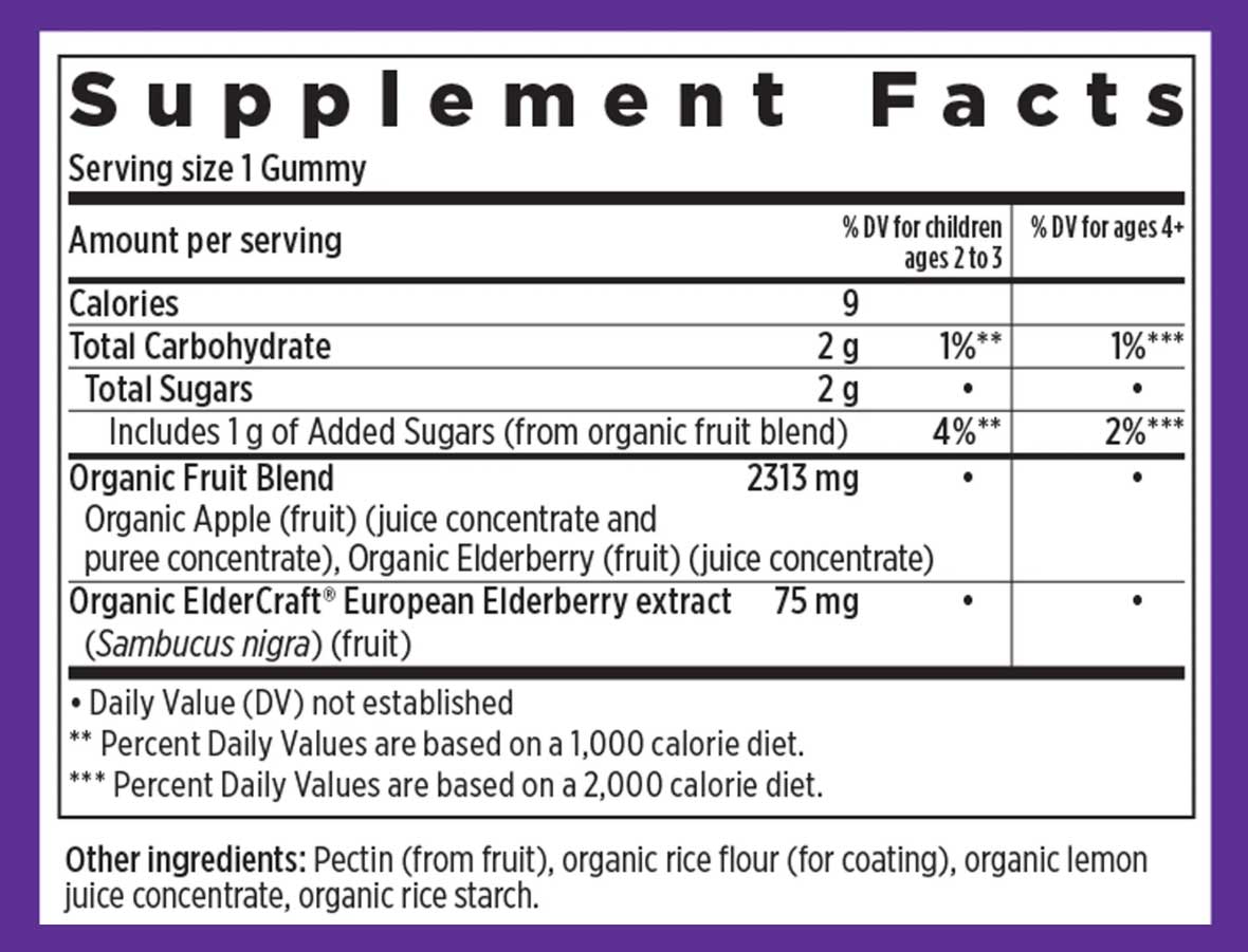 New Chapter Kids Organic Elderberry Whole-Food Gummies Ingredients