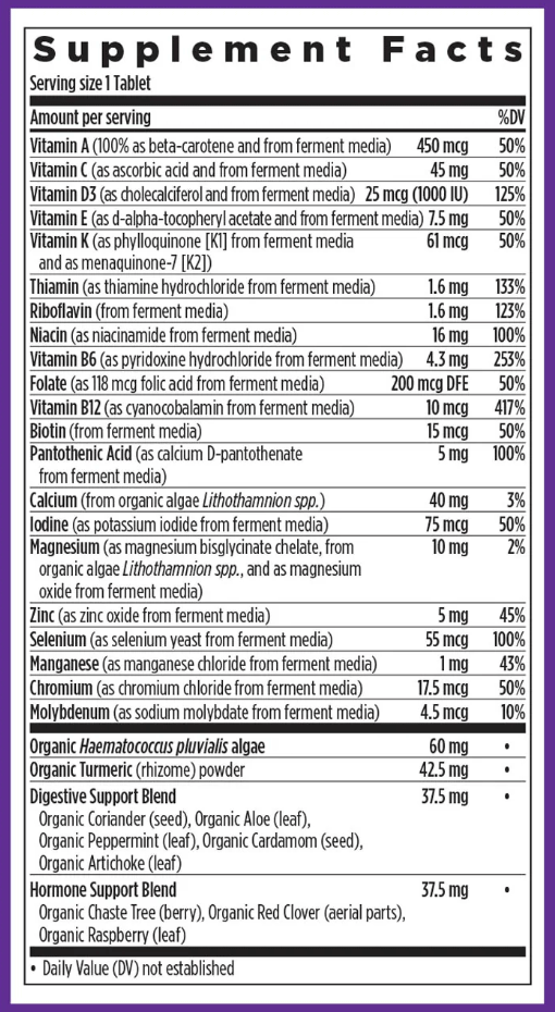 New Chapter One Daily Every Woman's Multivitamin 55+ Ingredients
