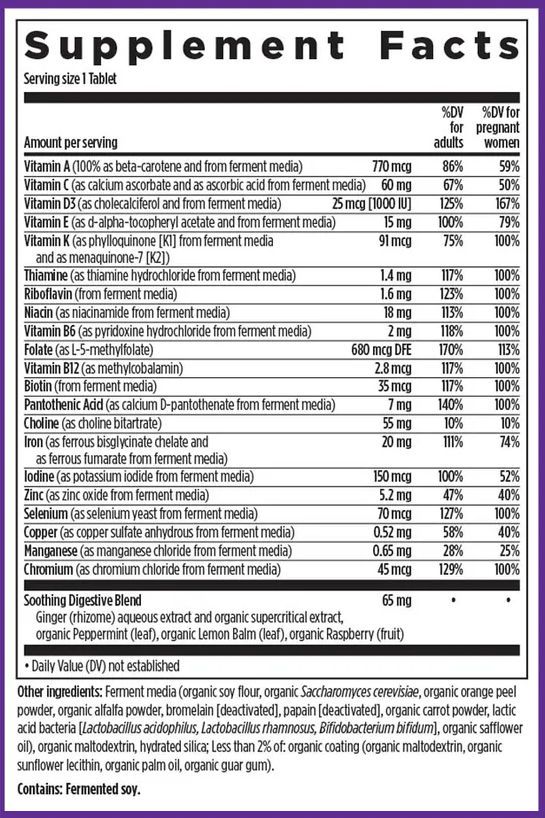 Chapter Ingridient New Chapter One Daily Prenatal Multivitamin Ingredients