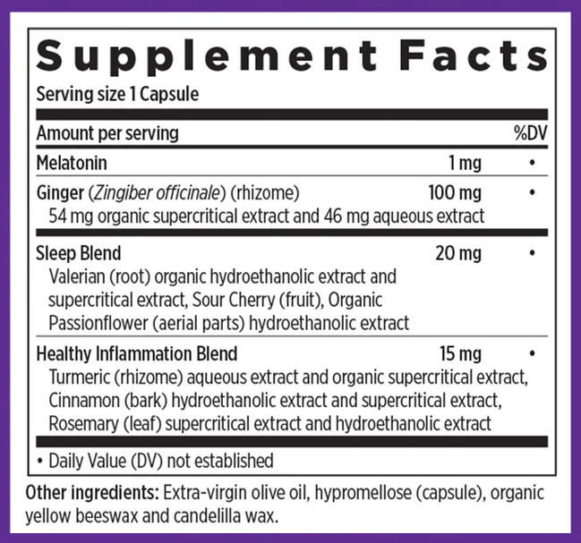 New Chapter Restful Sleep and Pain Relief Ingredients