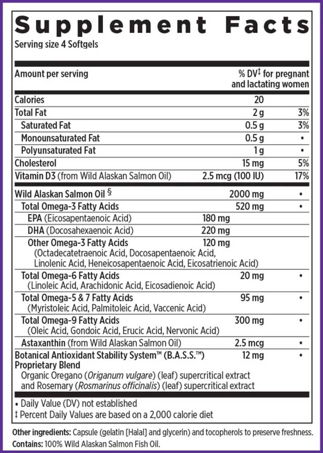 New Chapter Wholemega Fish Oil for Moms Ingredients