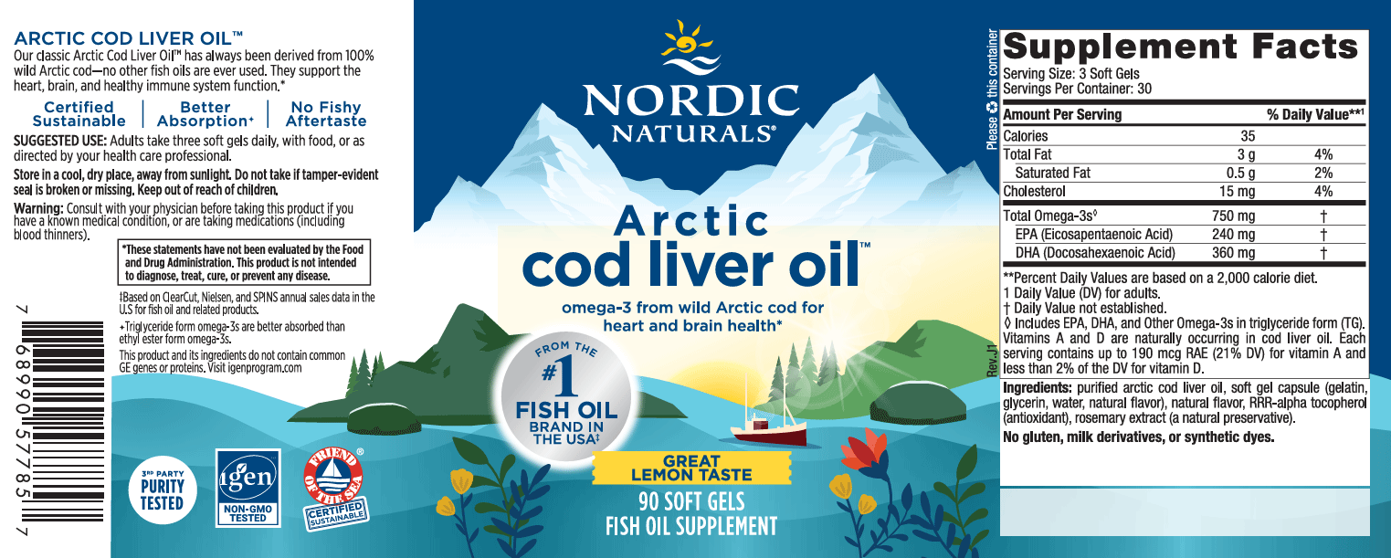 Nordic Naturals Arctic Cod Liver Oil Softgels Label
