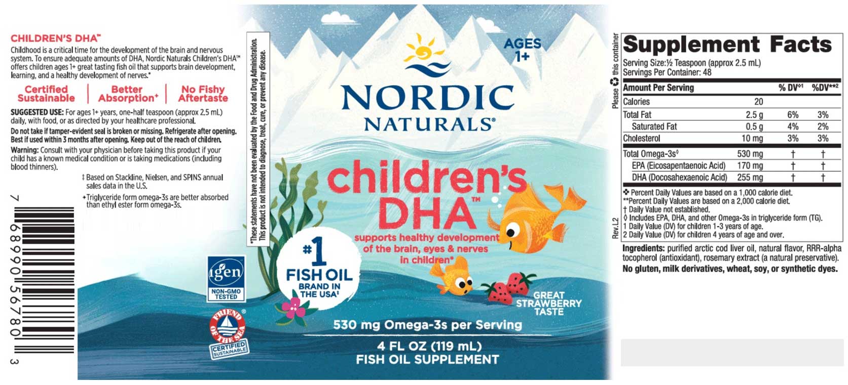 Nordic Naturals Children's DHA Liquid (Nordic Naturals DHA Junior Liquid) Label