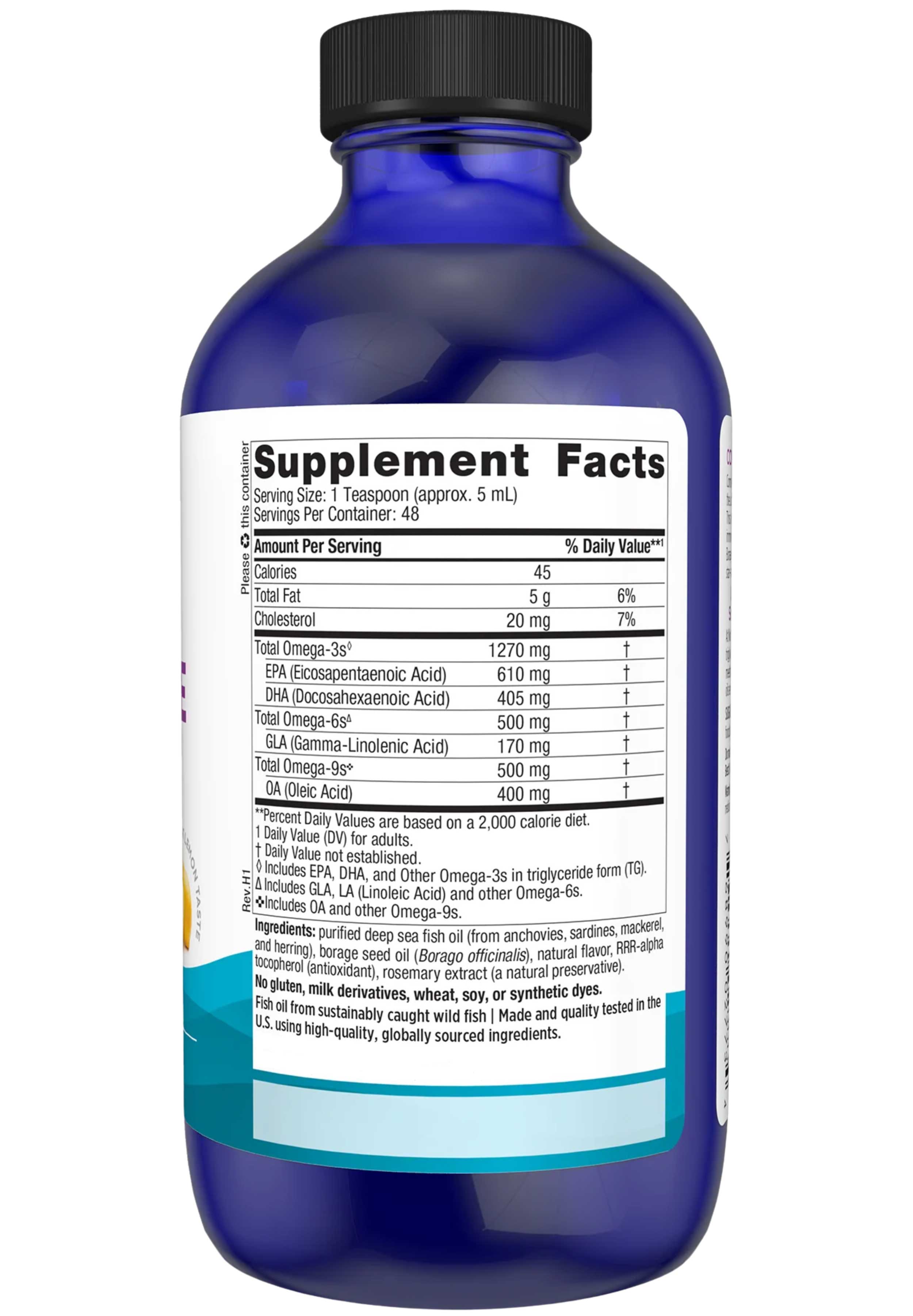 Nordic Naturals Complete Omega Liquid (Formerly ProEFA 3-6-9 Liquid) Ingredients