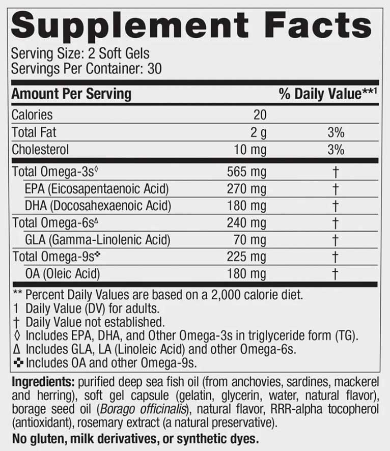 Nordic Naturals Complete Omega (Formerly ProEFA 3-6-9) Ingredients