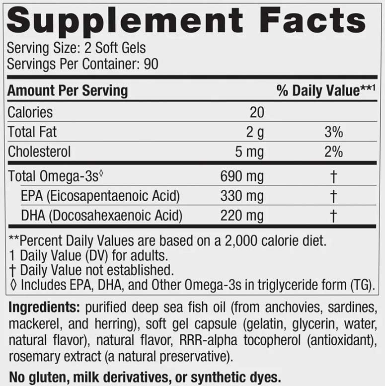 Nordic Naturals Omega-3 Softgels Ingredients