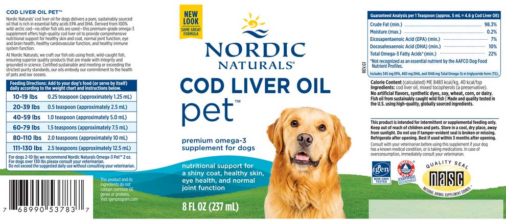 Nordic Naturals Pet Cod Liver Oil Label