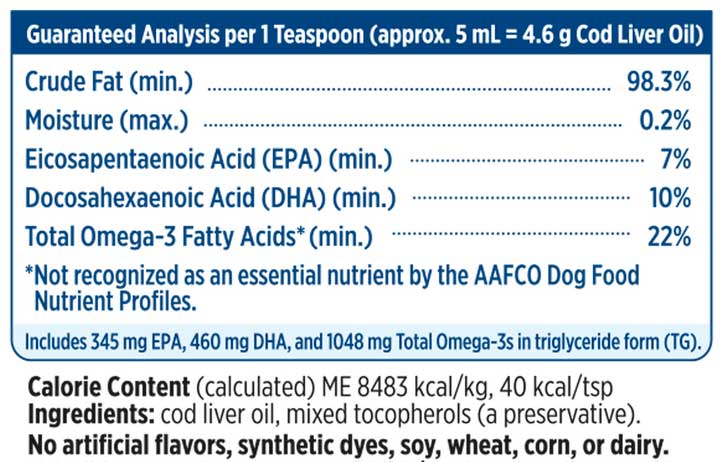 Nordic Naturals Pet Cod Liver Oil Ingredients