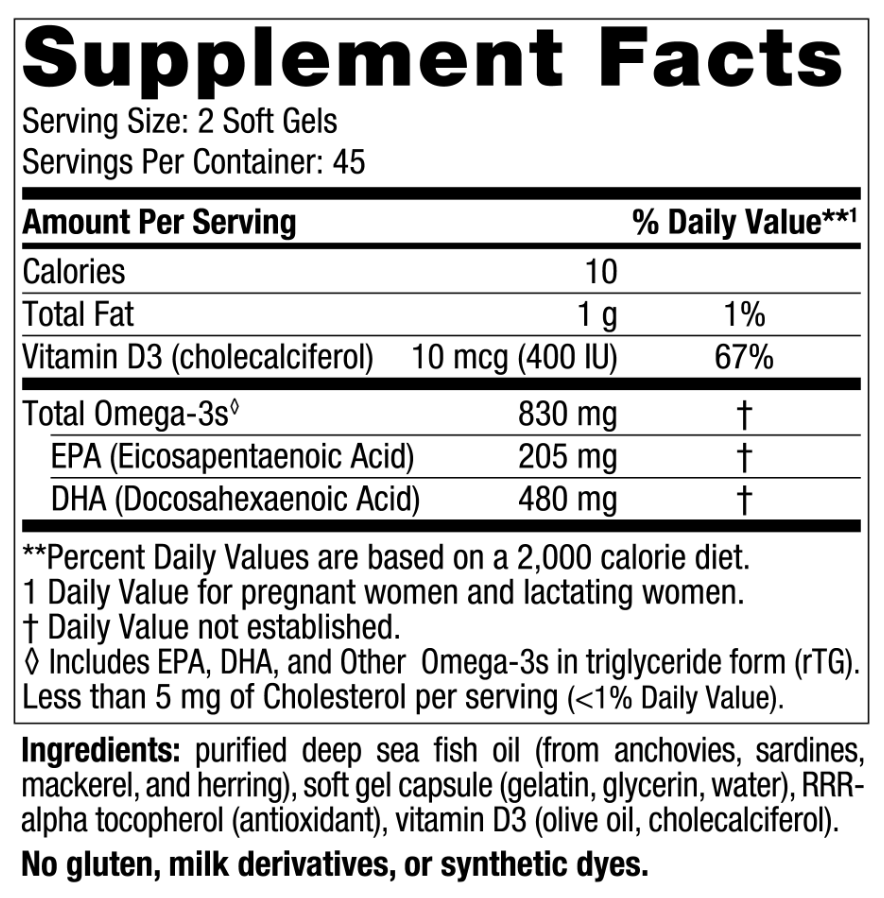 Nordic Naturals Prenatal DHA Ingredients