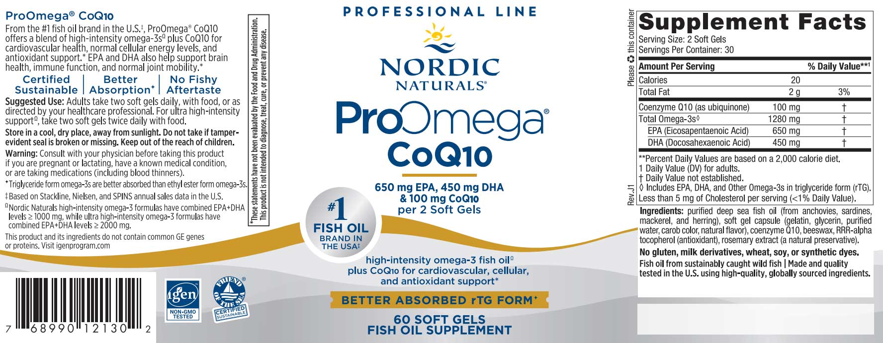 Nordic Naturals ProOmega CoQ10 Label