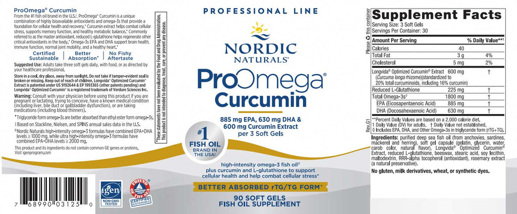 Nordic Naturals ProOmega Curcumin Label