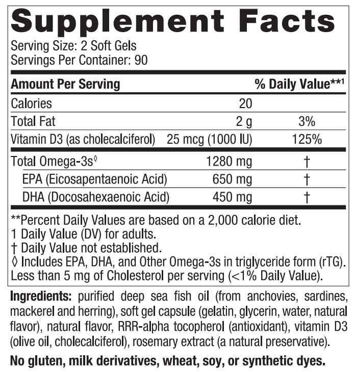 Nordic Naturals ProOmega-D Lemon 1000 mg Ingredients
