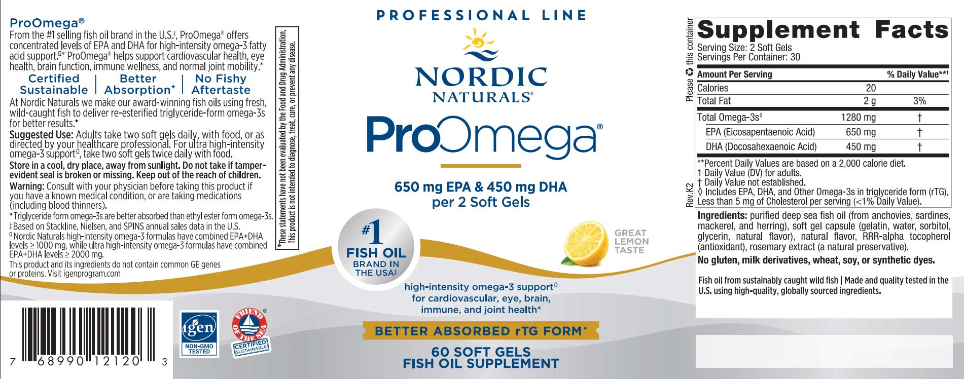 Nordic Naturals ProOmega Liquid Label