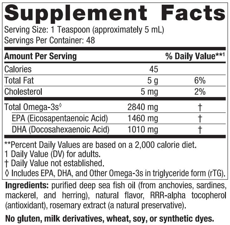 Nordic Naturals ProOmega Liquid Ingredients