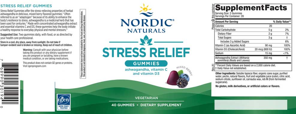 Nordic Naturals Stress Relief Gummies Label