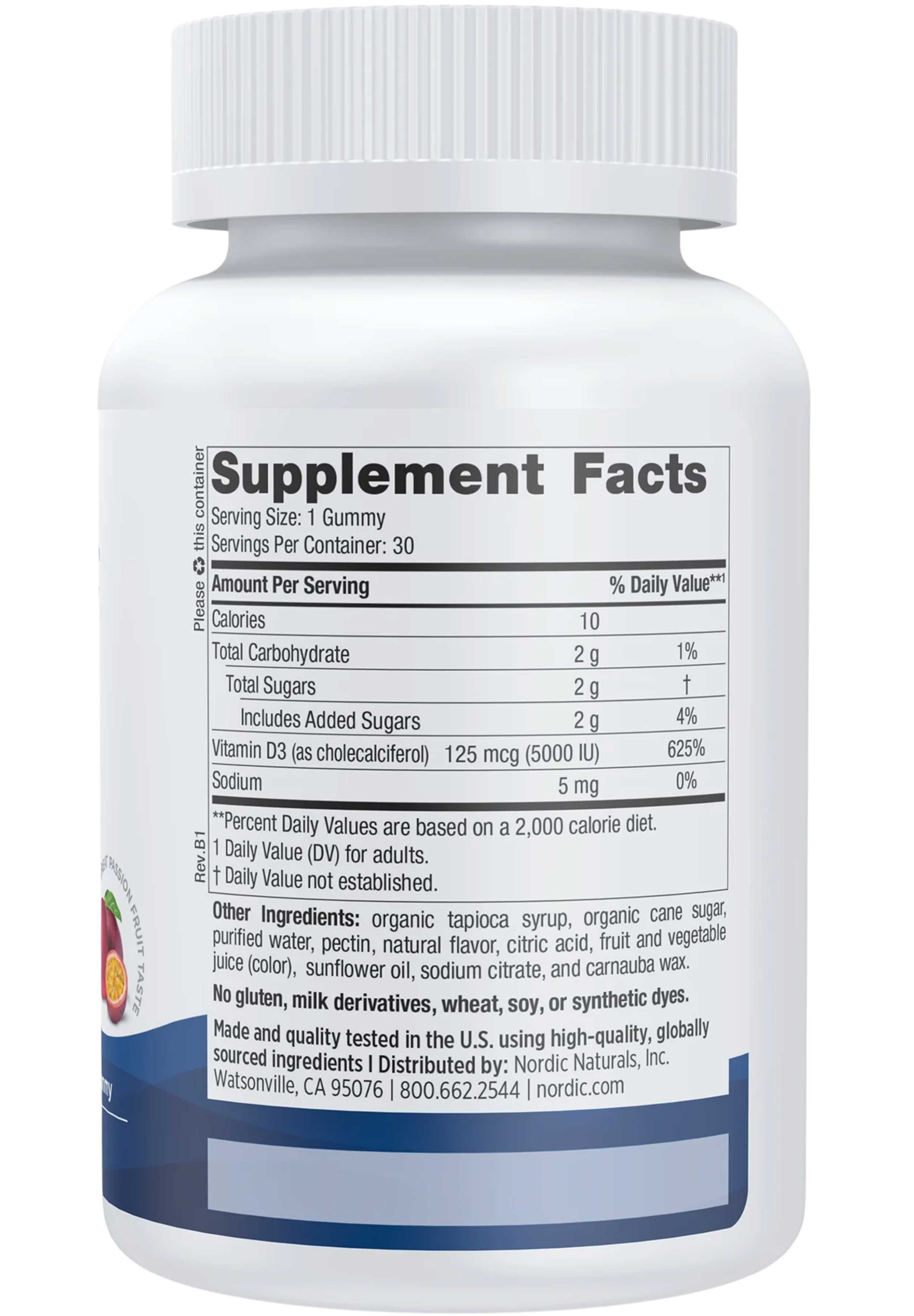 Nordic Naturals Vitamin D3 5000 Gummies Ingredients