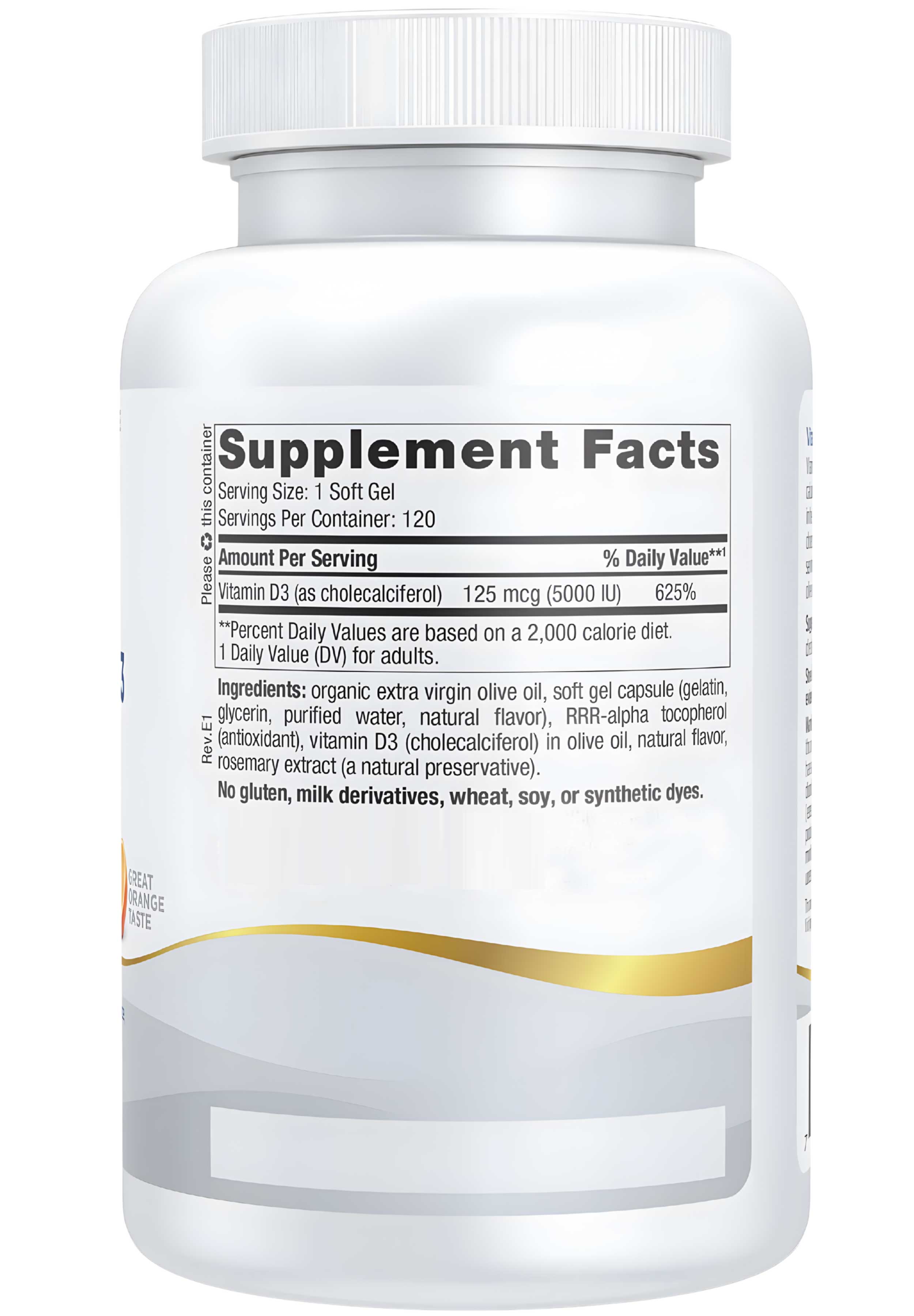 Nordic Naturals Vitamin D3 5000 Ingredients