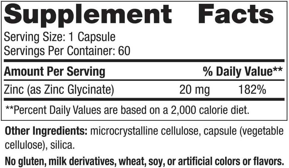 Nordic Naturals Zinc Glycinate Ingredients