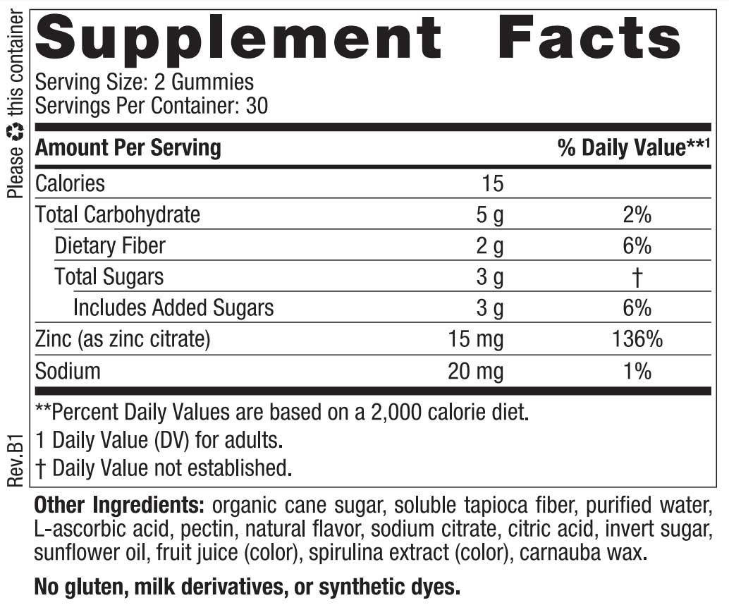 Nordic Naturals Zinc Gummies Ingredients 