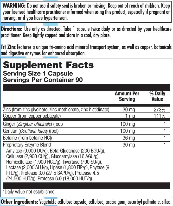 Nutra BioGenesis Tri Zinc Ingredients