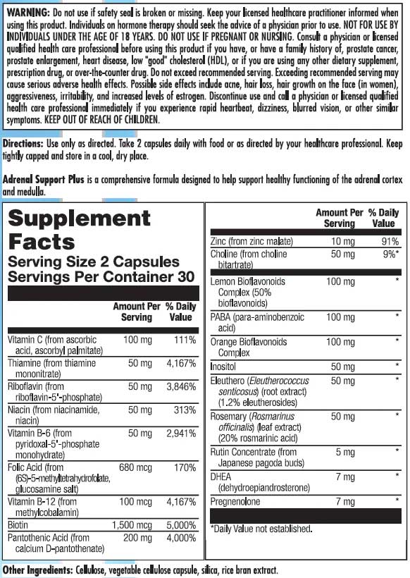 Nutra BioGenesis Adrenal Support Plus Ingredients