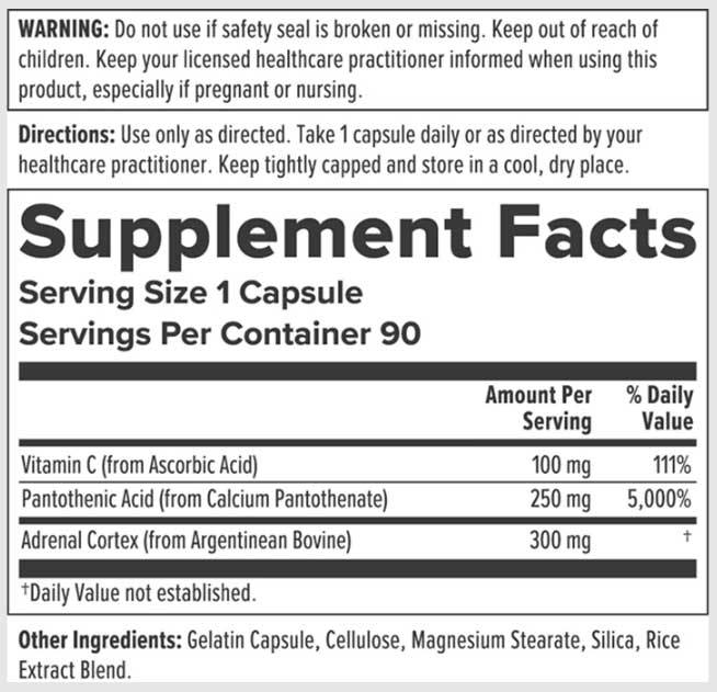 Nutra BioGenesis BioAdreno Ingredients
