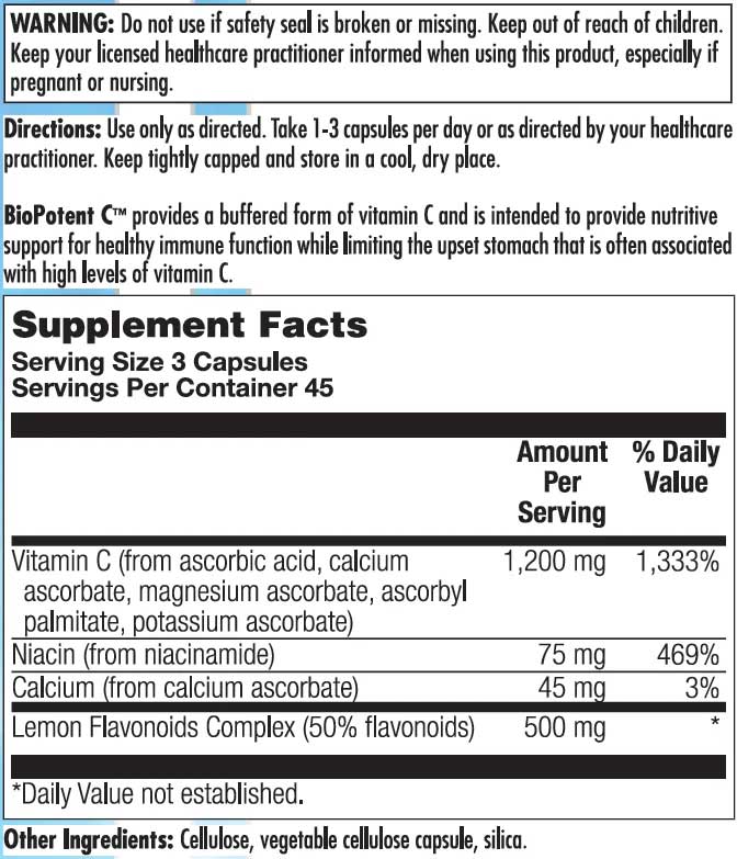 Nutra BioGenesis BioPotent C Ingredients