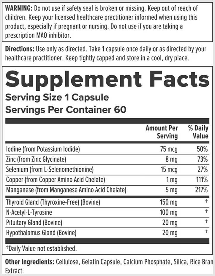 Nutra BioGenesis BioThyro Ingredients