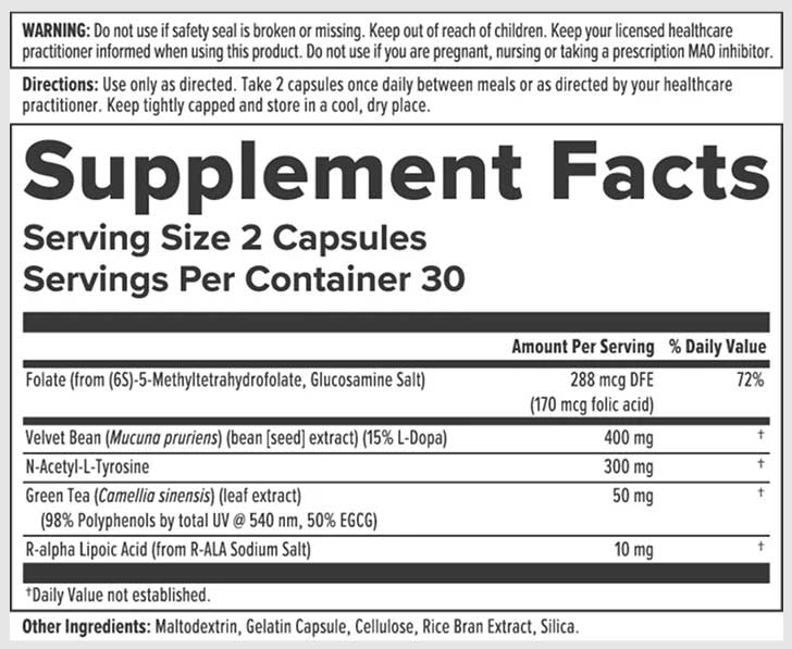 Nutra BioGenesis Dopa Factors Ingredients