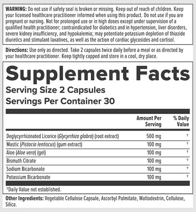 Nutra BioGenesis Gastric Support Complex (Formerly Gastric Repair Complex) Ingredients