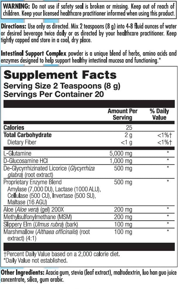 Nutra BioGenesis Intestinal Support Complex Ingredients