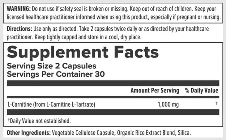 Nutra BioGenesis L-Carnitine Ingredients