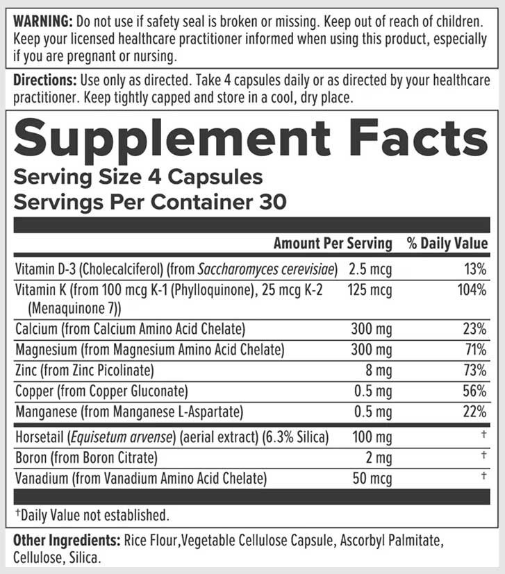 Nutra BioGenesis OsteoGenesis Ingredients