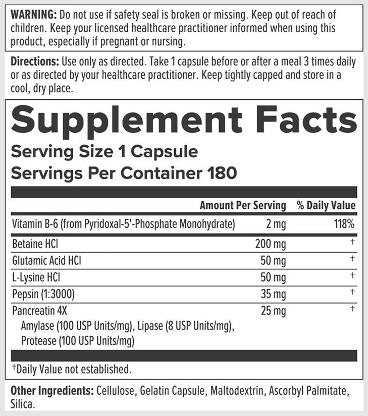 Nutra BioGenesis PanZyme Ingredients