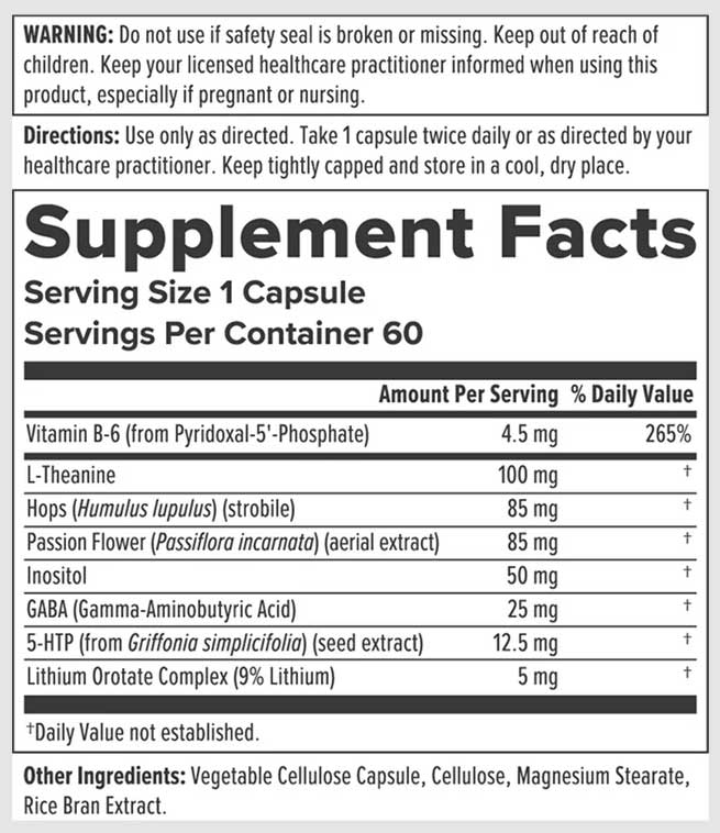 Nutra BioGenesis Stress Factors Ingredients