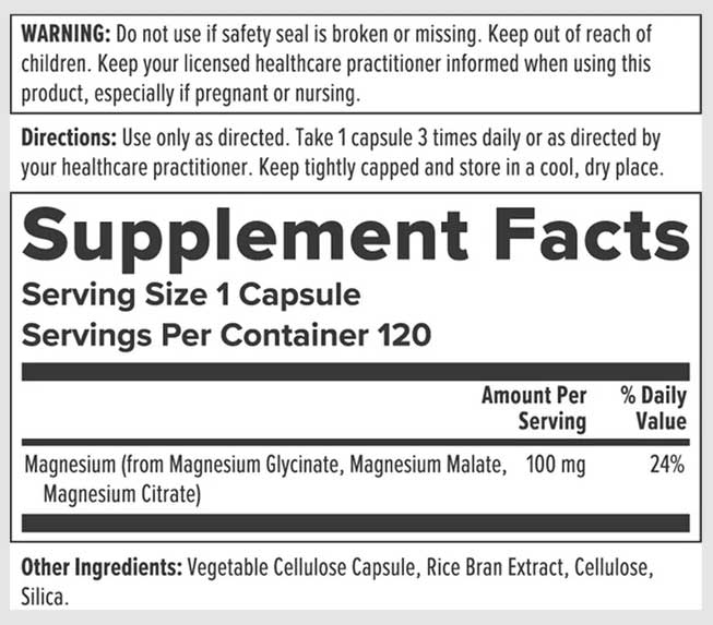 Nutra BioGenesis Tri-Magnesium Ingredients