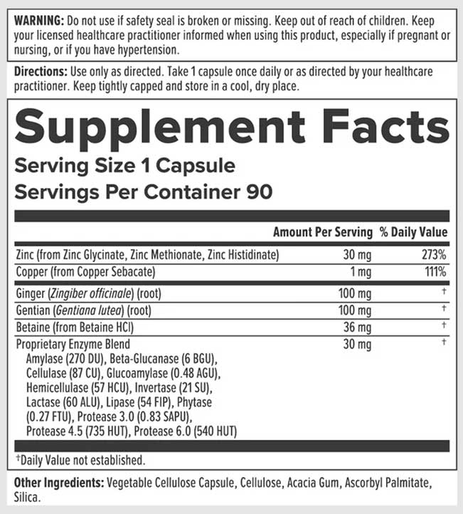 Nutra BioGenesis Tri Zinc Ingredients