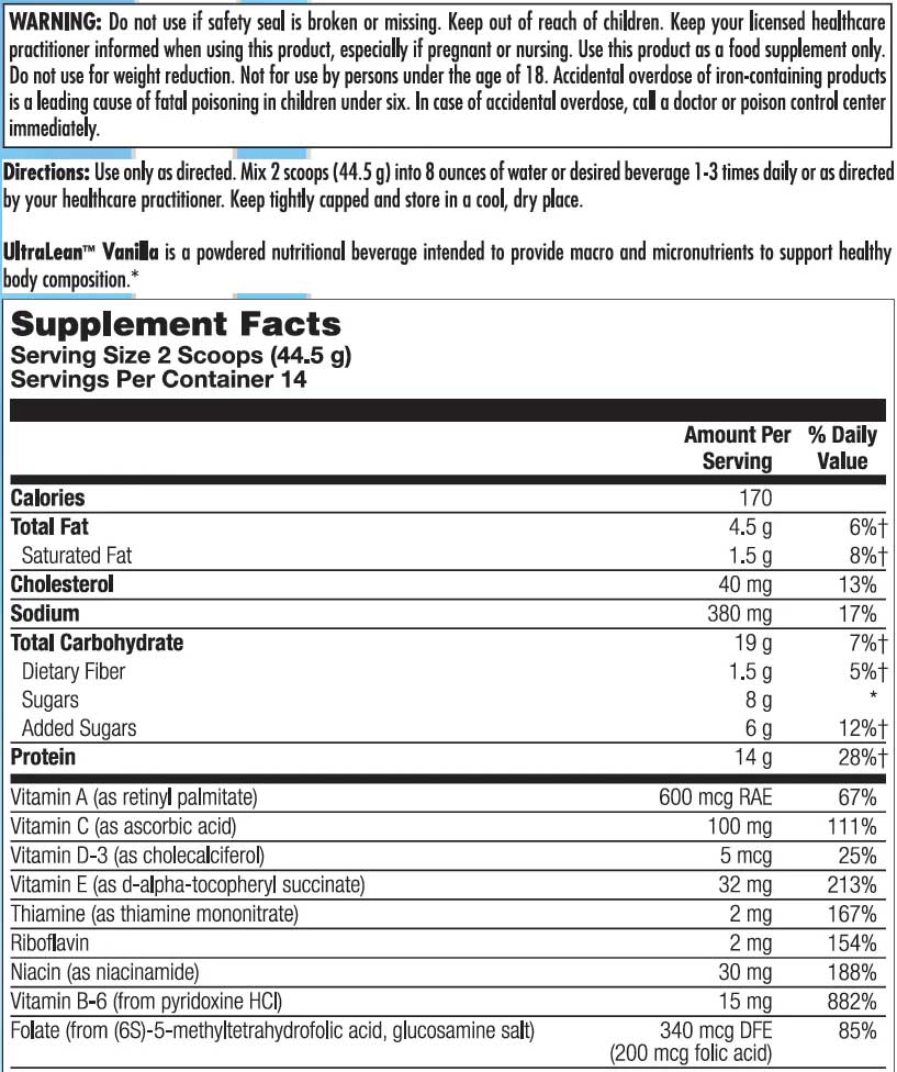 Nutra BioGenesis UltraLean Ingredients