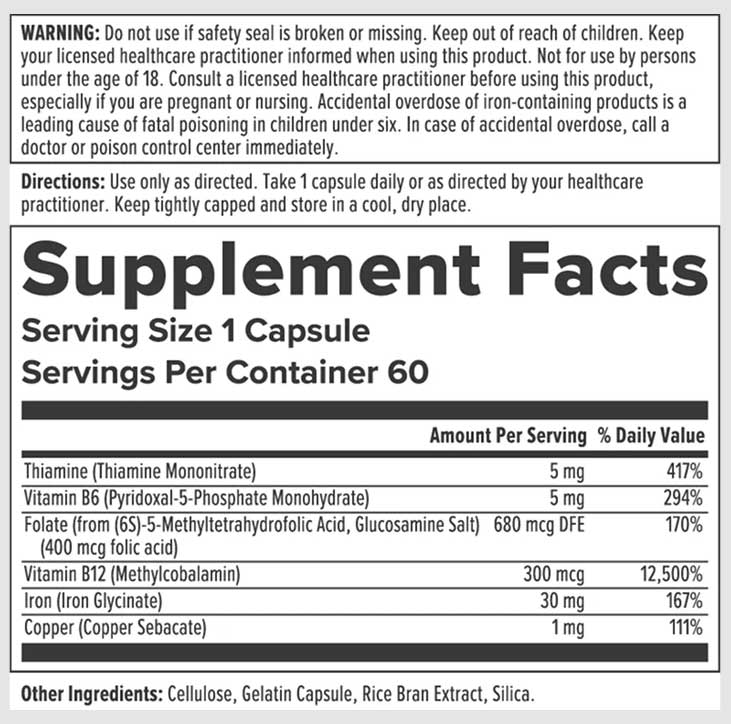 Nutra BioGenesis Ultra Hematinic Ingredients