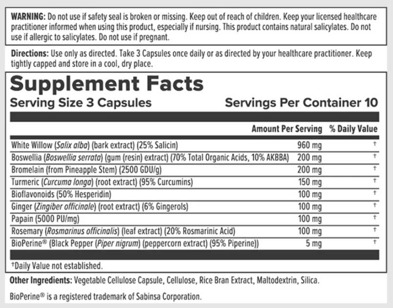 Nutra BioGenesis White Willow Forte Ingredients