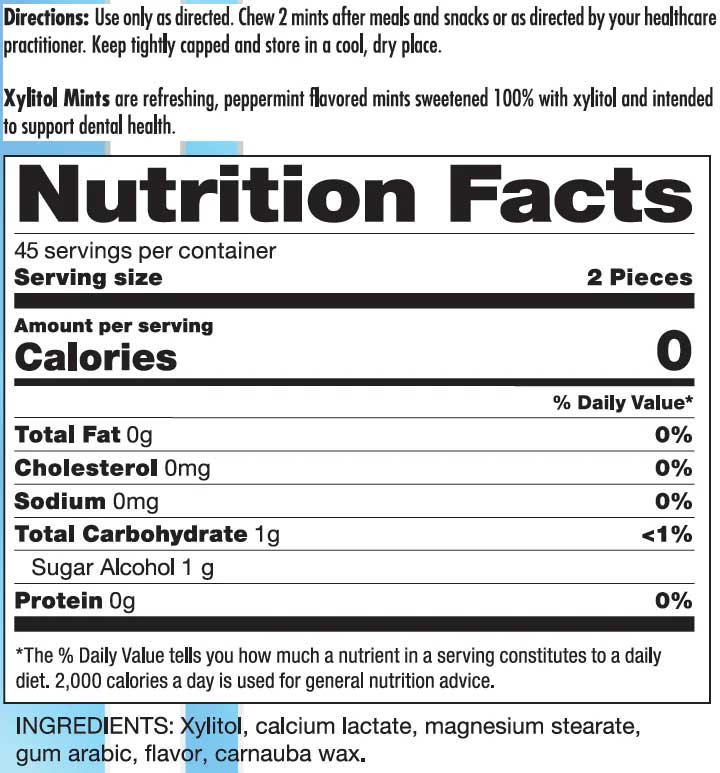 Nutra BioGenesis Xylitol Mints Ingredients