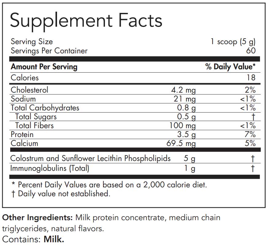 Nutricology Phospholipid Colostrum Ingredients