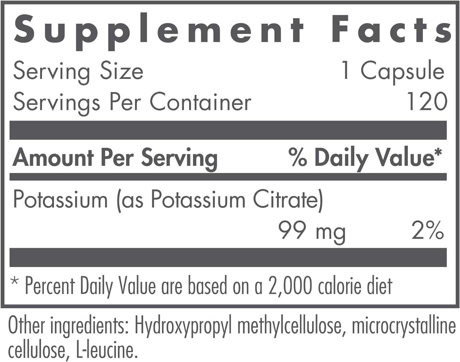 Nutricology Potassium Citrate Ingredients