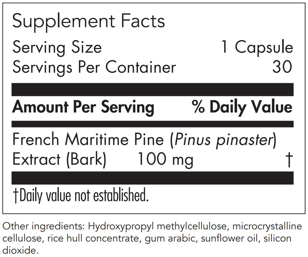 Nutricology Pycnogenol® 100 Ingredients