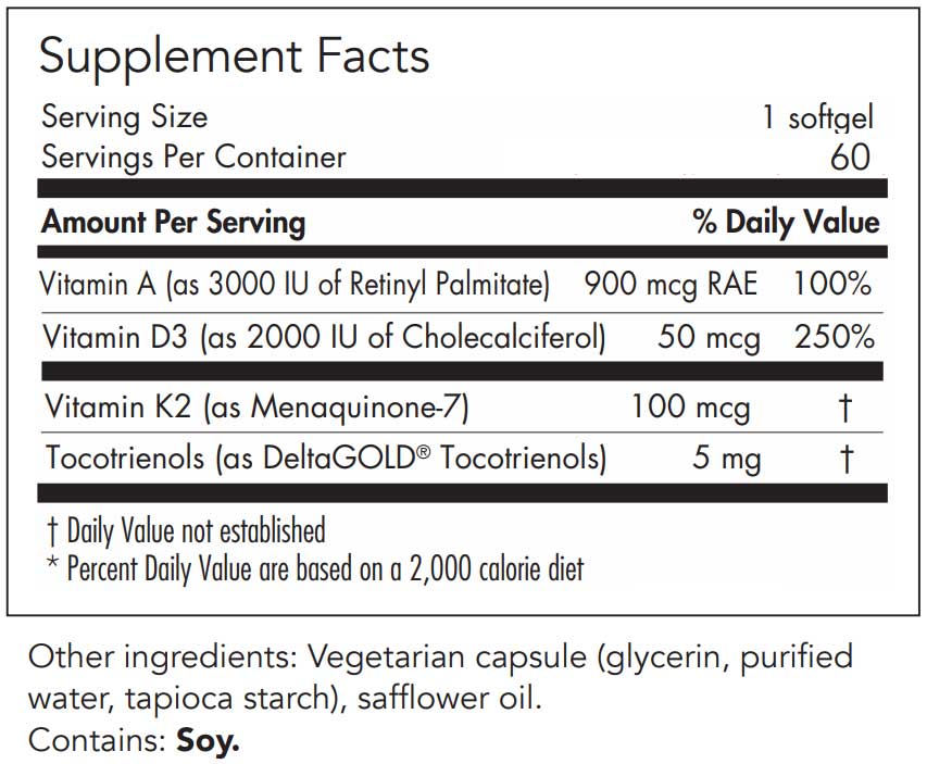 Nutricology Vitamin D3 Complete Ingredients