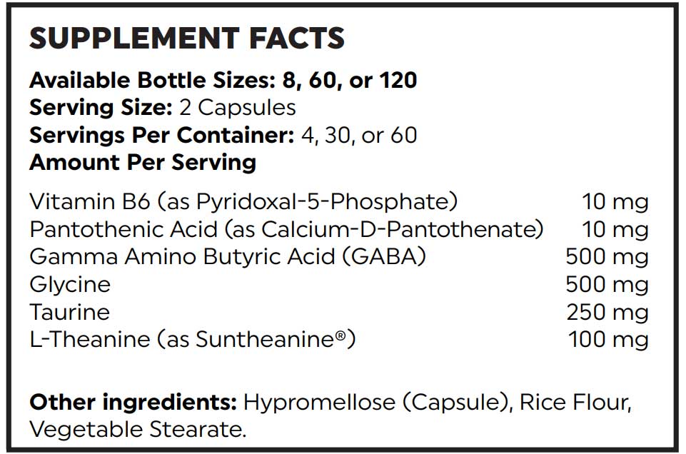 Nutritional Frontiers Calm Day Ingredients