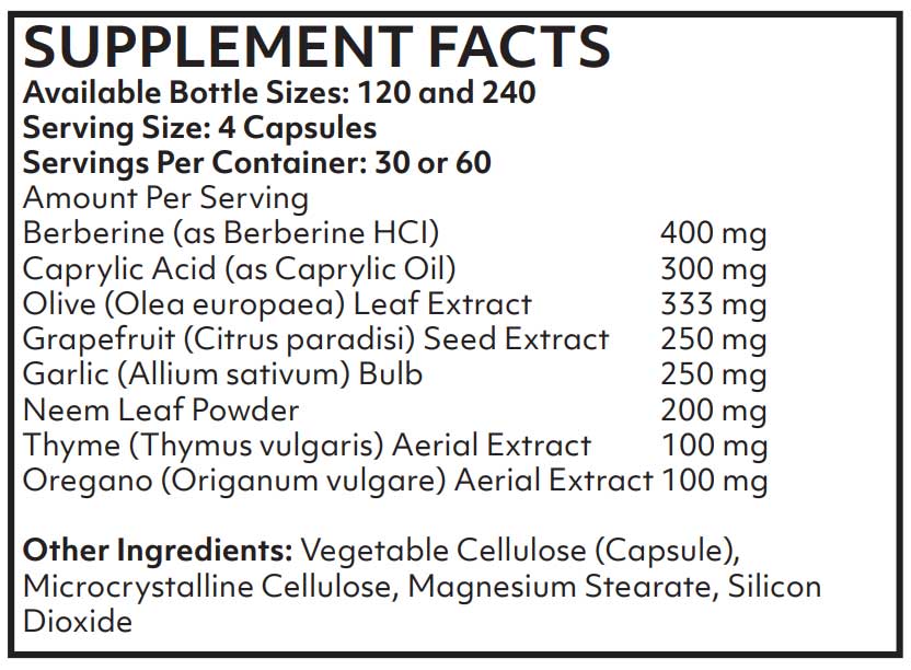 Nutritional Frontiers Candikill Ingredients